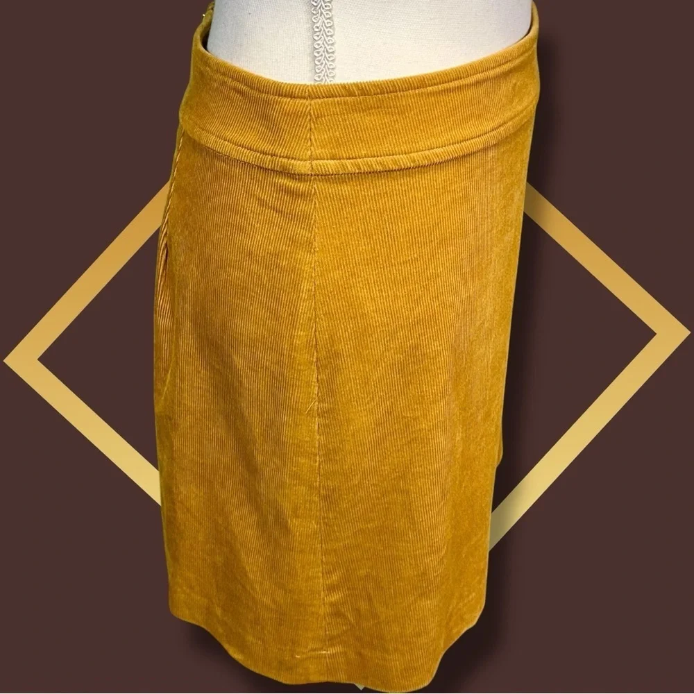 J. Crew Mercantile Corduroy A-Line Mini Skirt in “Marigold Deep Yellow” Size 2 - Picture 12 of 14